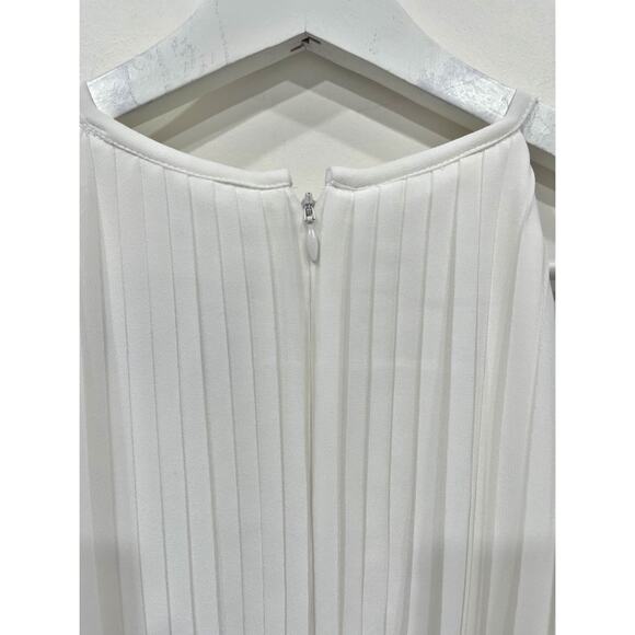 Ieena for Mac Duggal Pleated Chiffon Halter Neck Flowy Gown Dress 12496 White 6 - Picture 8 of 11